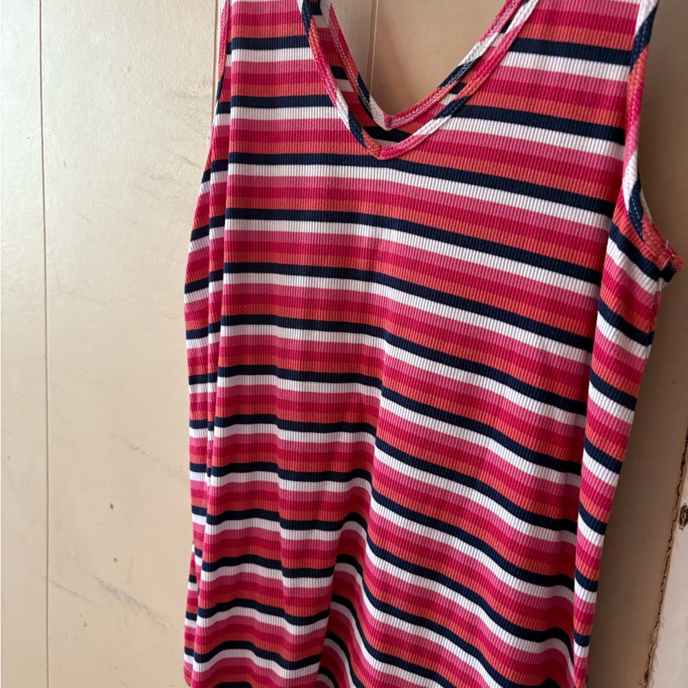 Reitmans Pink and White Striped Tank Top